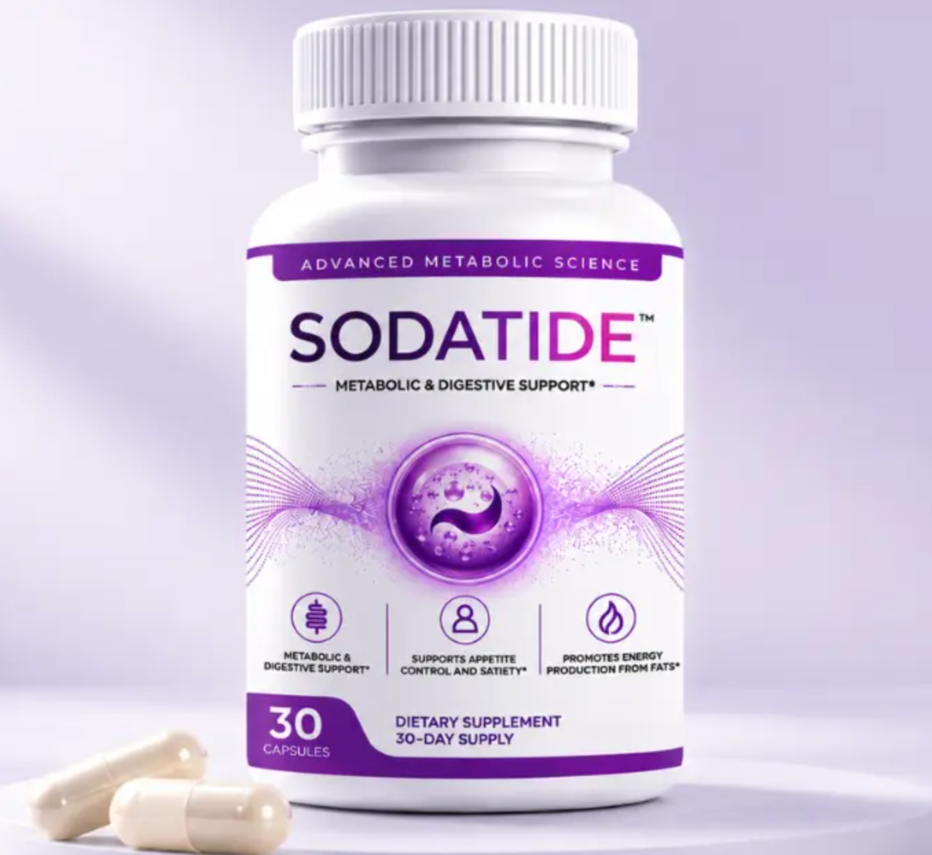 SodaTide Metabolic and Digestive Support bottle with capsules